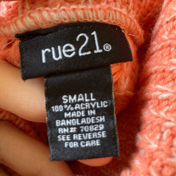 4/$25 Rue21 Peach Cowl Neck Knit Sweater Tunic Women’s Small - Picture 5 of 6